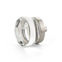 Schaub City Lights 1 1/4 inch Flat Disc Glass Knob in Satin Nickel
