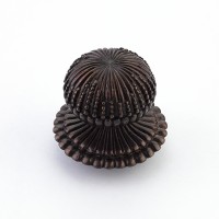 Schaub Sonata 1 1/4 inch Carved Cabinet Knob in Dark Antique Bronze