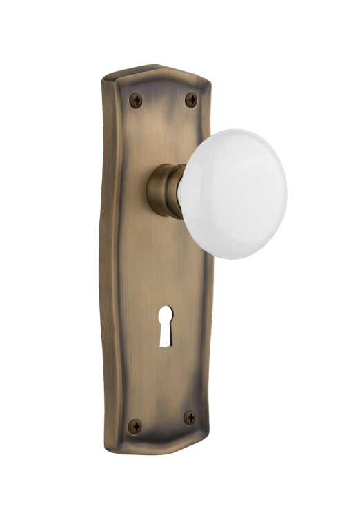 Nostalgic Warehouse Prairie Plate with Porcelain Knob - Mortise Lock