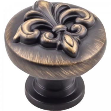 Hardware Resources Lafayette 1-3/8 Inch Fleur Cabinet Knob - Antique Brushed Satin Brass