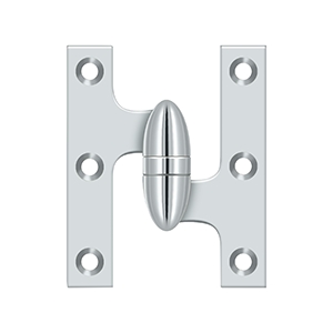 Deltana 3 Inch x 2 1/2 Inch Left Hand, Olive Knuckle Hinge, Polished Chrome