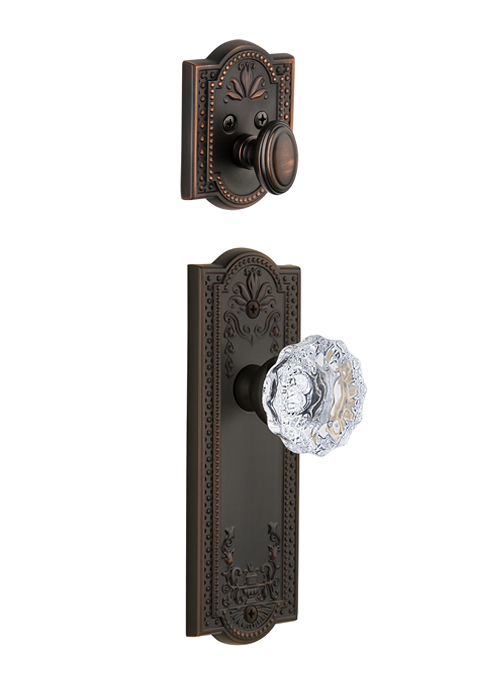 Grandeur Parthenon Handleset with Fontainebleau Knob - (Interior Half Only, with Deadbolt)