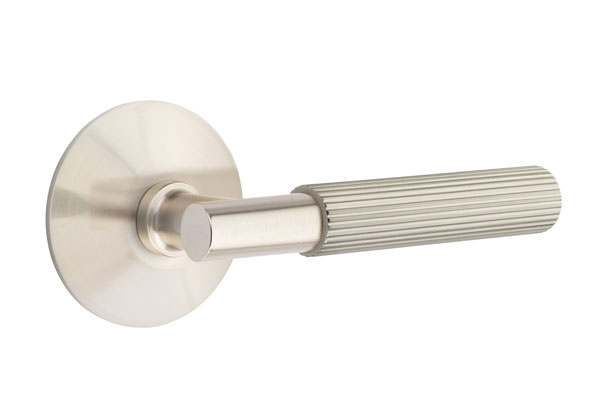 Emtek Straight Knurled T-Bar Style Door Lever with Modern Rosette