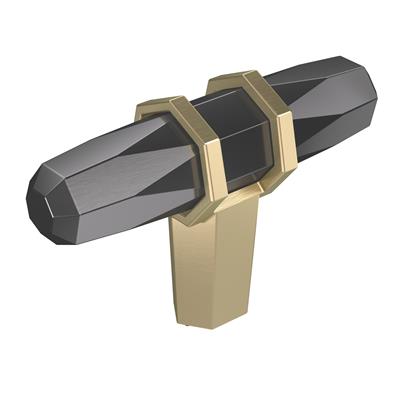 Amerock London 2-1/2 Inch Cabinet Knob Black Chrome/Golden Champagne