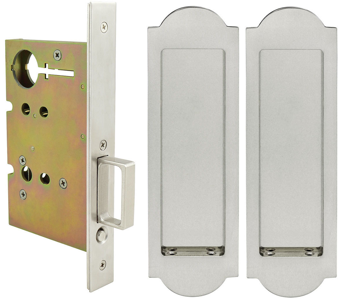 Inox PD8010 Mortise Pocket Door Passage w/ Lockcase, FH31 Regal Flush Pull