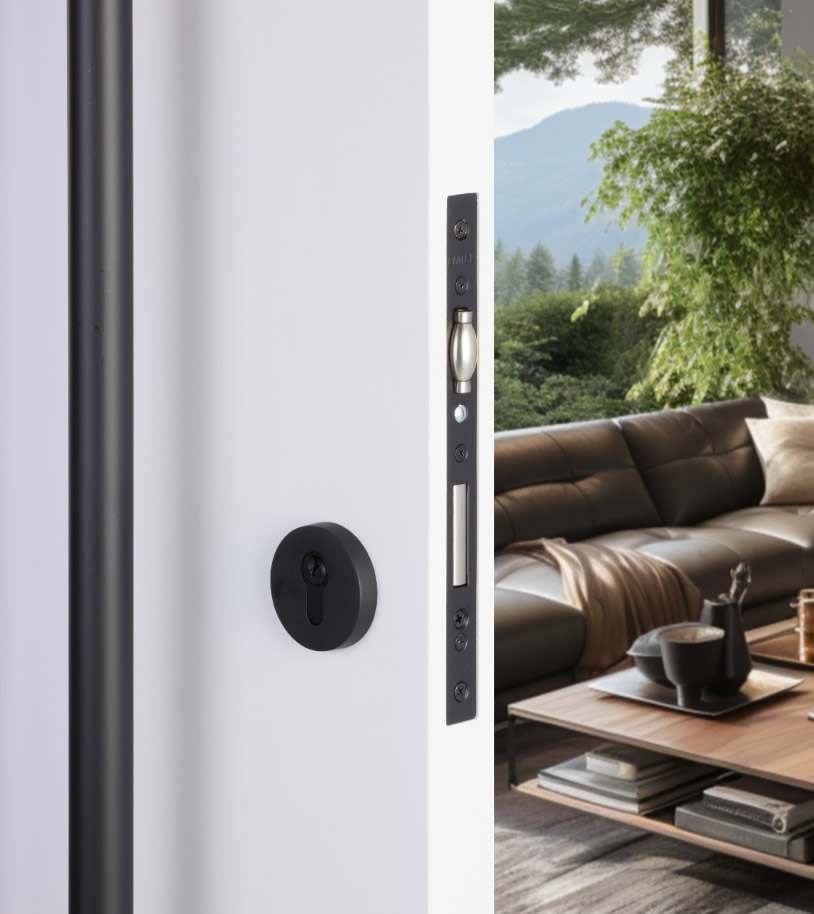 Emtek Round European Mortise Deadbolt With Integrated Roller Catch