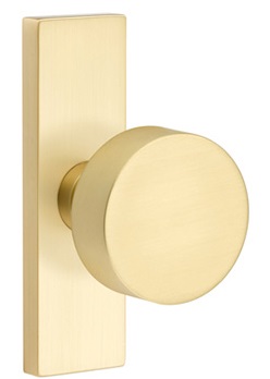 Emtek Round Modern Door Knob with 1.5 Inch x 5 Inch Stretto Rosette Satin Brass