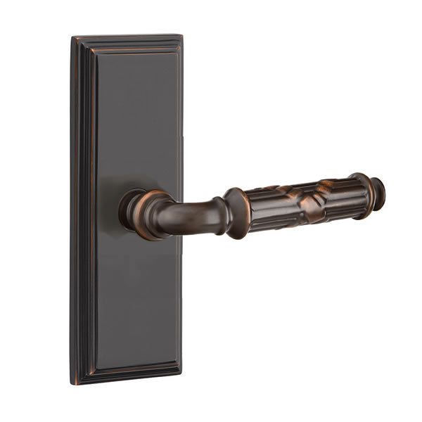 Emtek Ribbon and Reed Lever with 7 Inch Wilshire Sideplate