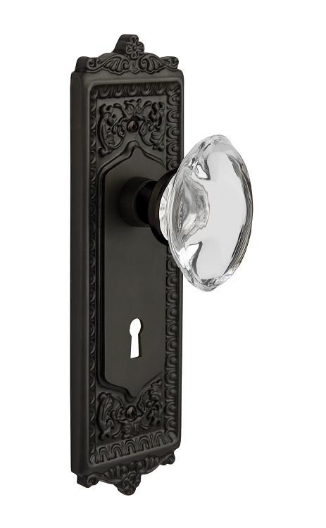 Nostalgic Warehouse Egg & Dart Plate with Oval Crystal Knob - Mortise Lock