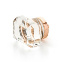 Schaub City Lights 1 3/4 inch Glass Rectangle Knob in Polished Rose Gold