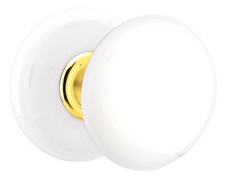 Emtek Ice White Knob With Porcelain Rosette