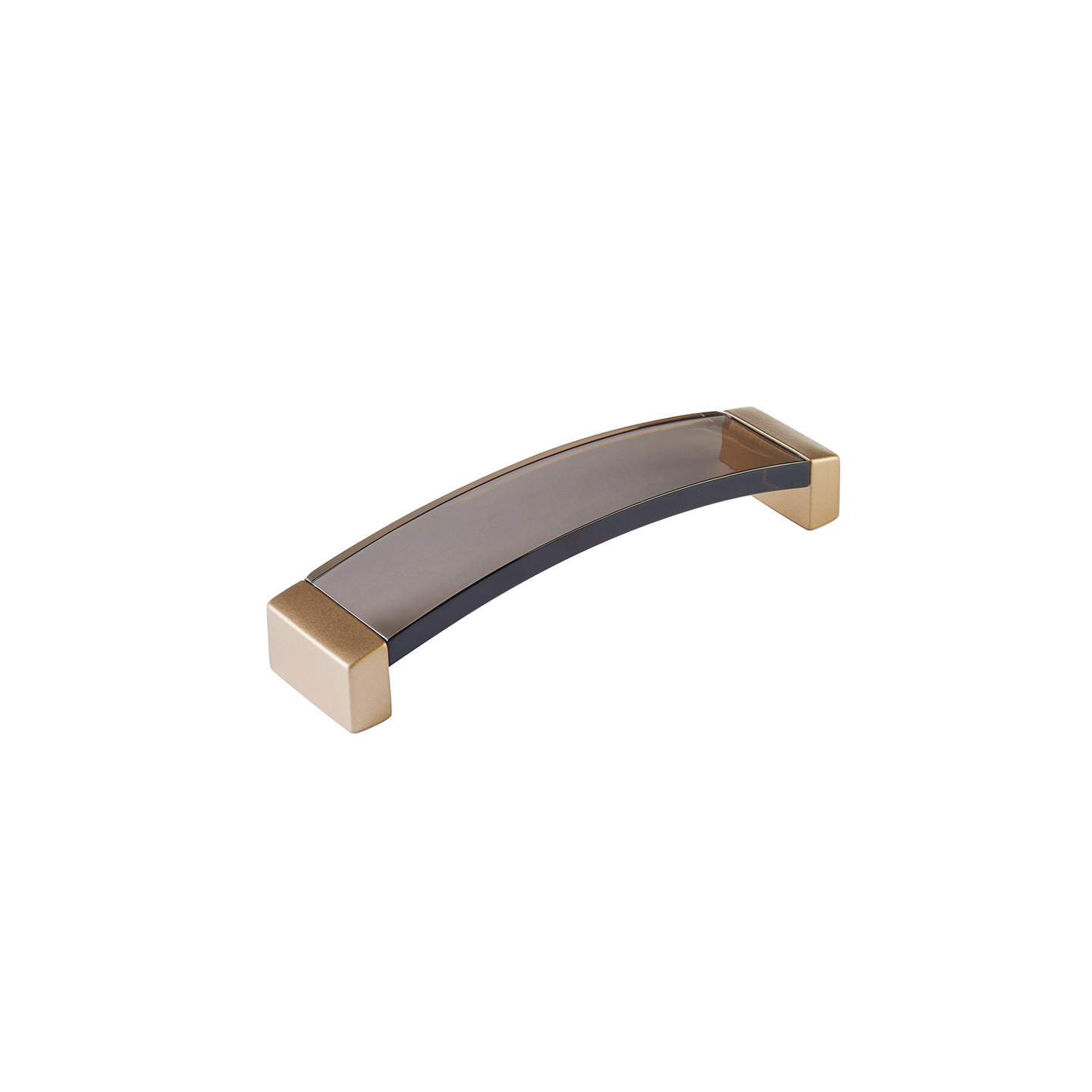Positano, Pull, Arched, Signature Satin Brass, Smoke, 128 mm cc