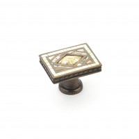 Schaub Avalon Bay Rectangular 1-7/8 Inch Cabinet Knob, Yellow Mother of Pearl - Aged Dover