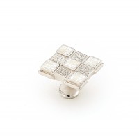 Schaub Avalon Bay 1-1/4 Inch Checker Cabinet Knob- White Mother of Pearl