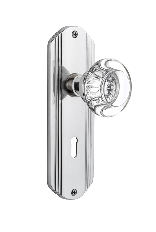 Nostalgic Warehouse Deco Plate with Round Crystal Knob - Mortise Lock
