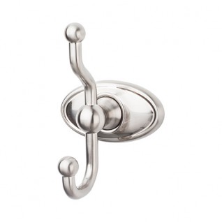 Top Knobs ED2BSNC Edwardian Oval Double Towel or Robe Hook Brushed Satin Nickel