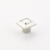 Schaub Menlo Park Square Knob 1 1/4 inch dia Polished Nickel