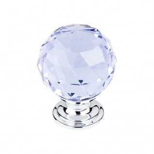 Top Knobs TK114PC Light Blue Crystal Knob 1 3/8 Inch Polished Chrome