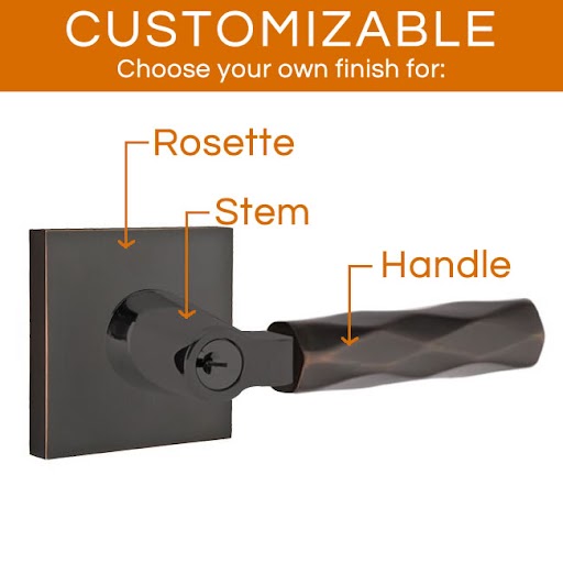 Emtek Select - Customizable Tribeca L-Square Keyed Entrance Lever with Square Rosette