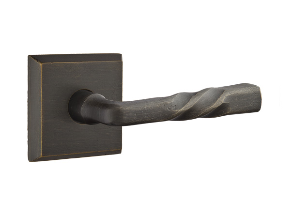 Emtek Sandcast Bronze Montrose Door Lever with Style 6 Rosette