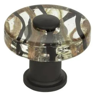 Atlas Homewares Milky Way Glass Round Knob 1 1/2 Inch Aged Bronze