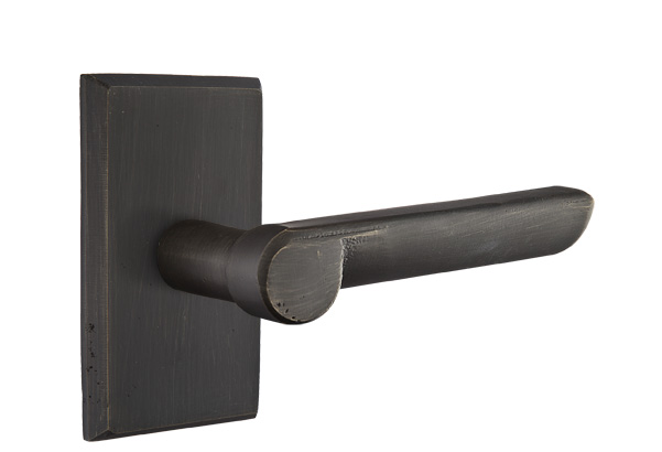 Emtek Sandcast Bronze Aurora Lever Handle with Style 3 Rosette