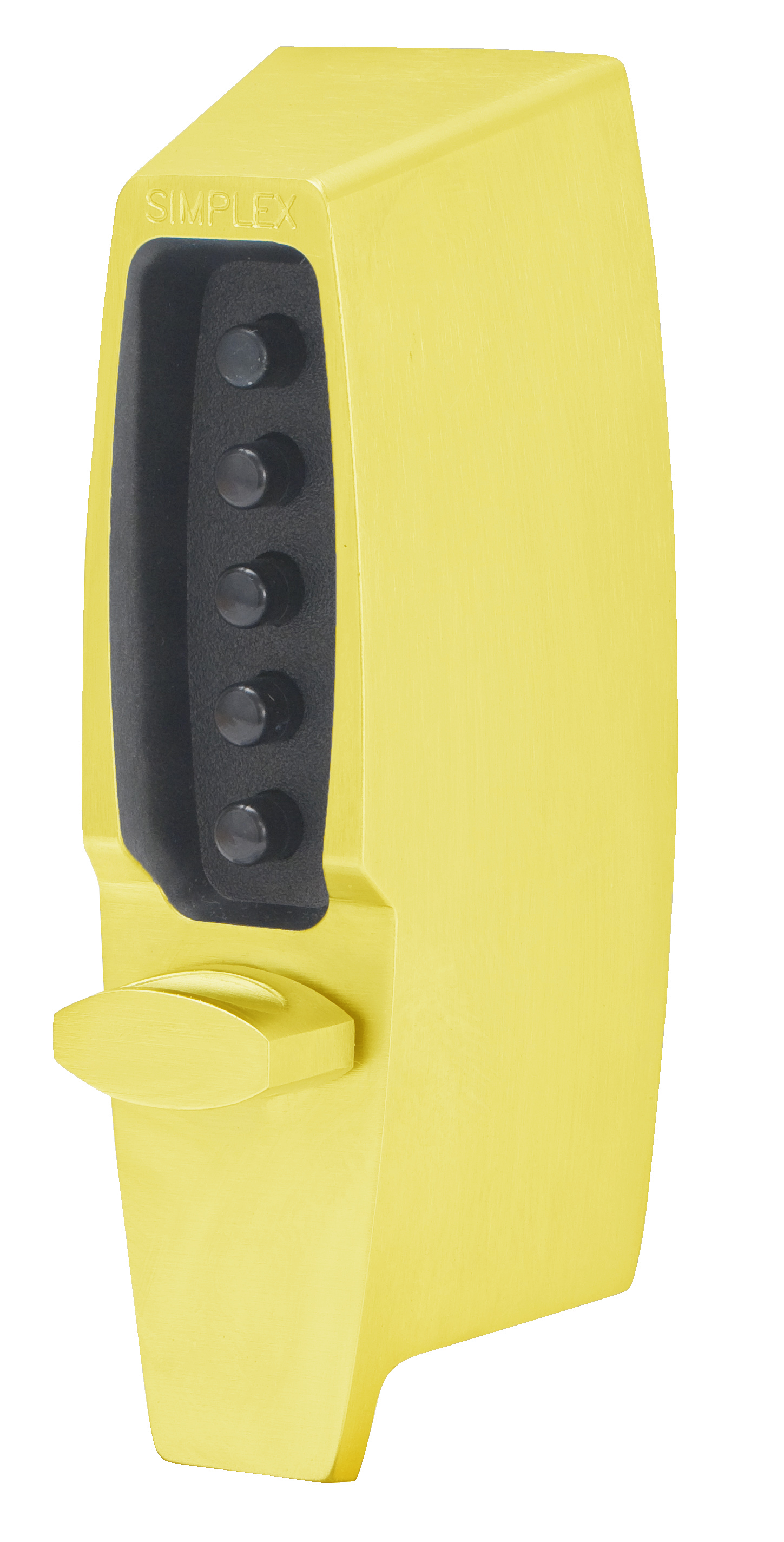 Kaba Simplex 710803 Mechanical Pushbutton Auxiliary Lock with Thumbturn 1 Inch Deadbolt and 2-3/8 Inch Backset Bright Brass Finish