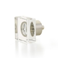 Schaub City Lights 1 1/4 inch Square Glass Knob in Satin Nickel