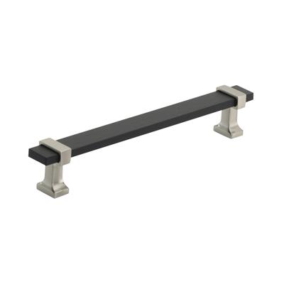 Amerock Overton 6-5/16 Inch cc Cabinet Pull Brushed Matte Black/Satin Nickel