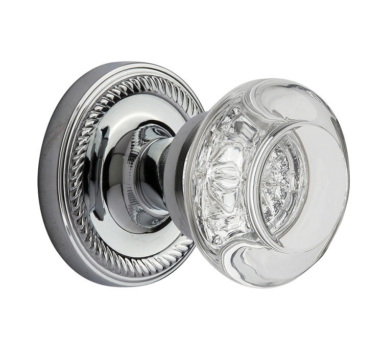 Nostalgic Warehouse Rope Rosette with Round Clear Crystal Knob