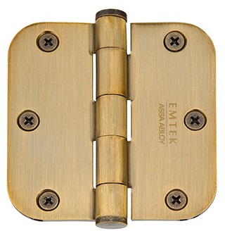 Emtek 3.5 Inch Solid Brass Heavy Duty Door Hinges with 5/8 Inch Round Corners (pair)