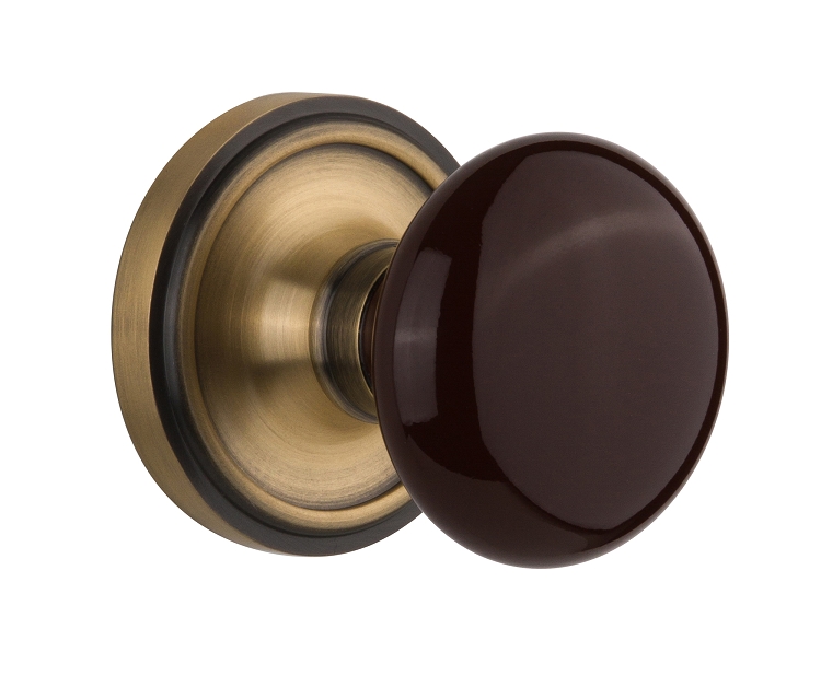 Nostalgic Warehouse Classic Rose with Brown Porcelain Knob - Mortise Lock