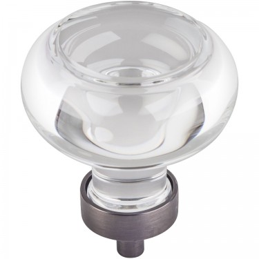 Hardware Resources Harlow 1-3/4 Inch Glass Button Cabinet Knob - Brushed Pewter