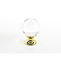 Schaub Stargaze 1 1/8 inch Crystal Round Knob in Polished Brass