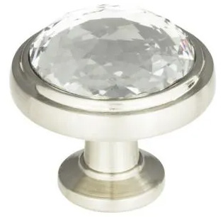 Atlas Homewares Legacy Crystal Round Knob 1 5/16 Inch Brushed Nickel