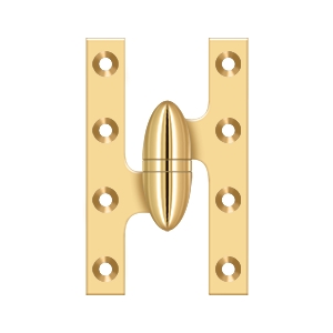 Deltana 5 Inch x 3 1/4 Inch Left Hand, Olive Knuckle Hinge, PVD Lifetime Brass