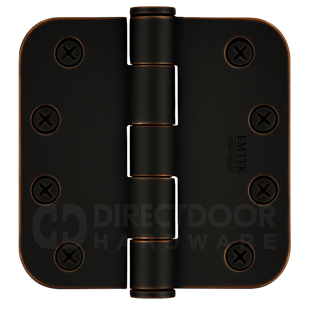 Emtek 4 Inch Solid Brass Heavy Duty Door Hinges with 5/8 Inch Round Corners (pair)