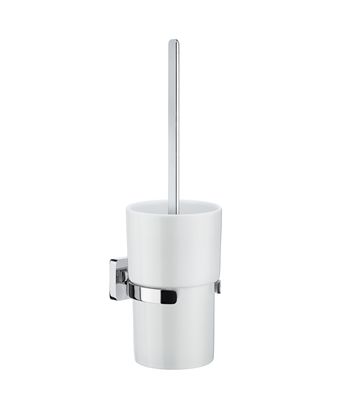 Smedbo Ice Toilet Brush and Porcelain Container - Polished Chrome