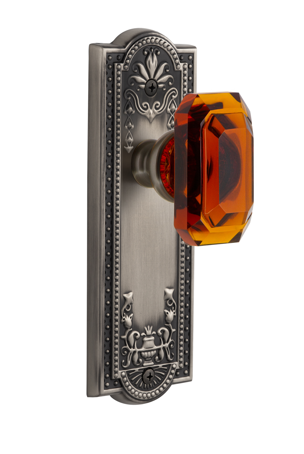 Grandeur Parthenon Plate with Baguette Amber Knob