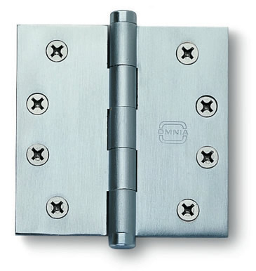 Omnia Square Corner 4 Inch Solid Brass Plain Bearing Door Hinges (each)