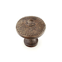 Schaub Sunburst 1 1/2 inch Round Knob with Backplate in Highlighted Bronze