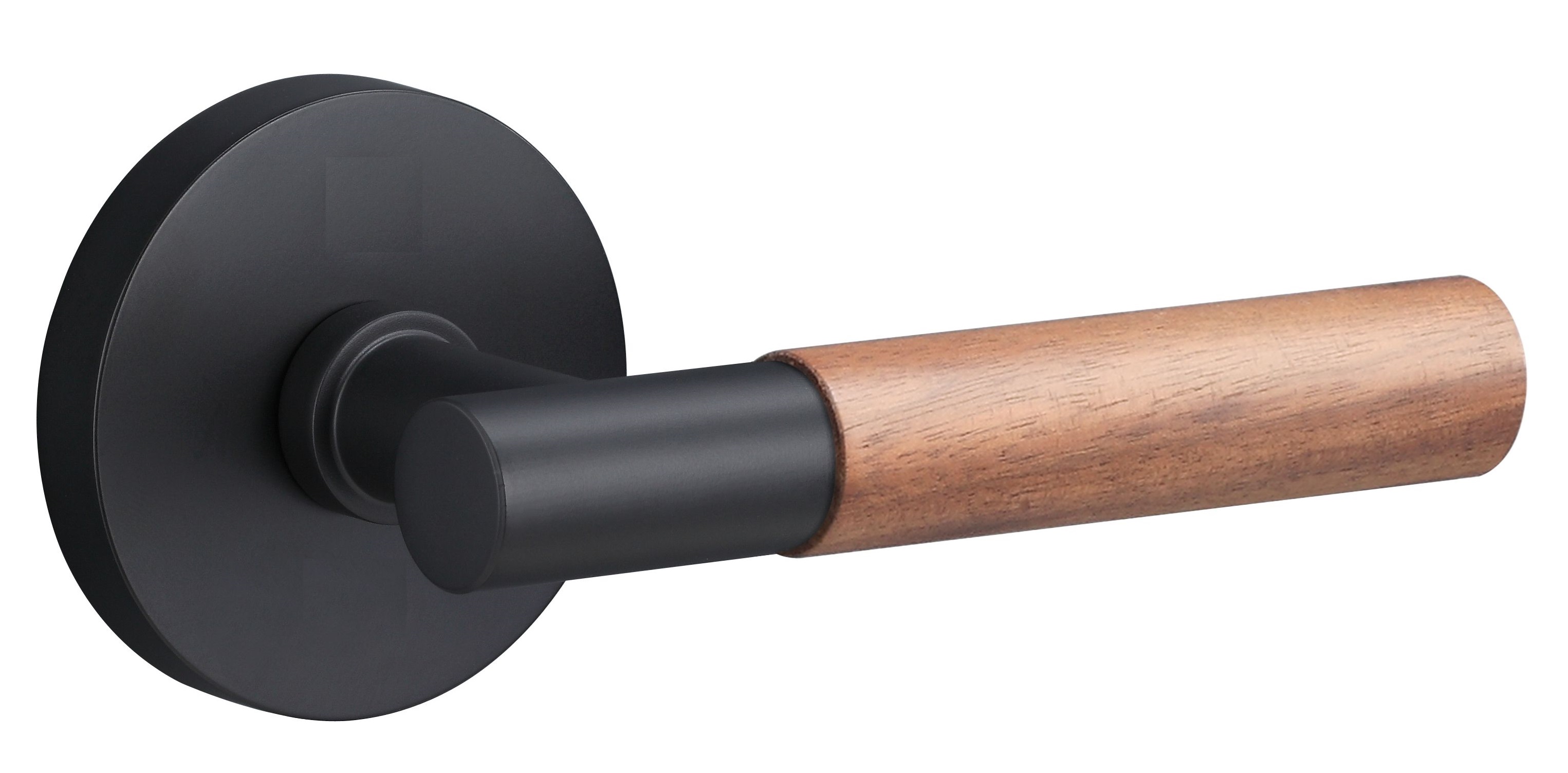 SureLoc Aspra Lever - Round Rosette with Walnut Grip