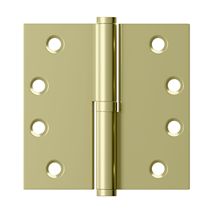 Deltana Lift-Off 4 Inch x 4 Inch Left Hand Hinge, Unlacquered Brass