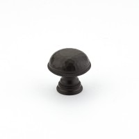 Schaub Atherton 1 1/4 inch Hammered, Knurled Edge Cabinet Knob in Oil Rubbed Bronze