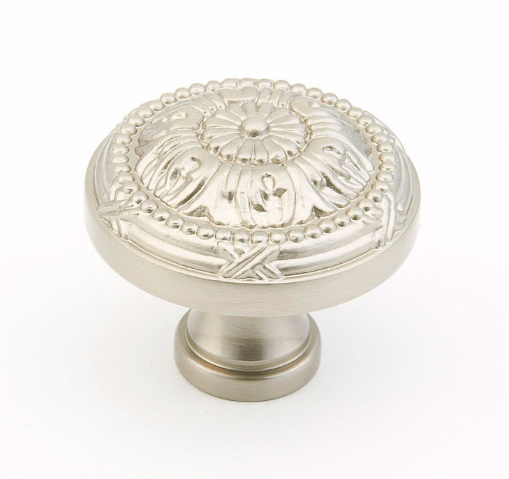 Schaub Versailles, 1-1/2 Inch dia, Satin Nickel Round Knob