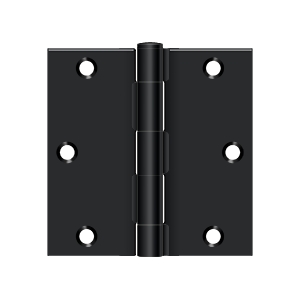 Deltana 3 1/2 Inch x 3 1/2 Inch x 1/4 Inch Radius Residential Hinge, Paint Black