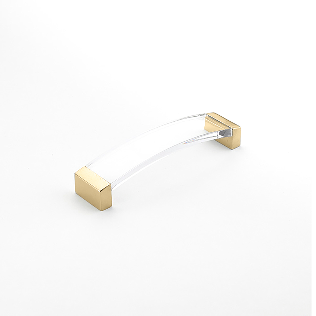 Positano, Pull, Arched, Signature Satin Brass, Clear, 128 mm cc