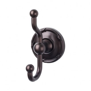 Top Knobs ED2ORBE Edwardian Ribbon Double Towel or Robe Hook Oil Rubbed Bronze