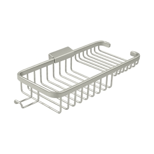 Deltana 10 3/8 Inch Wire Basket, Rectangular, Shallow & Deep With Hook, Polished Nickel
