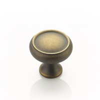 Schaub Traditional Designs Round Ring Knob 1 1/4 inch dia Antique Light Brass